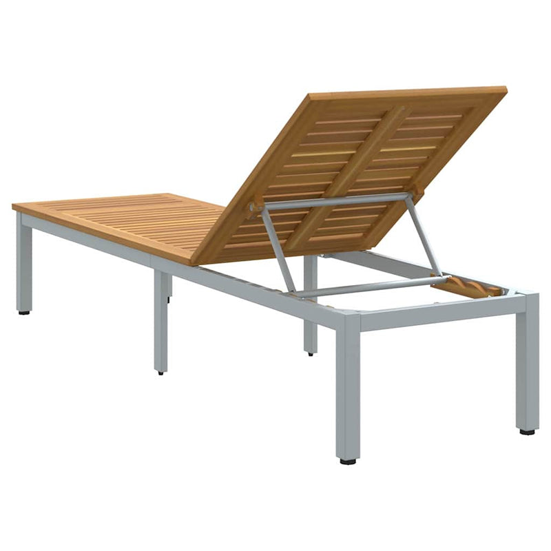 vidaXL Napozóágy 1-személy Szürke 200 x 55 x 35cm Tömör akácfa