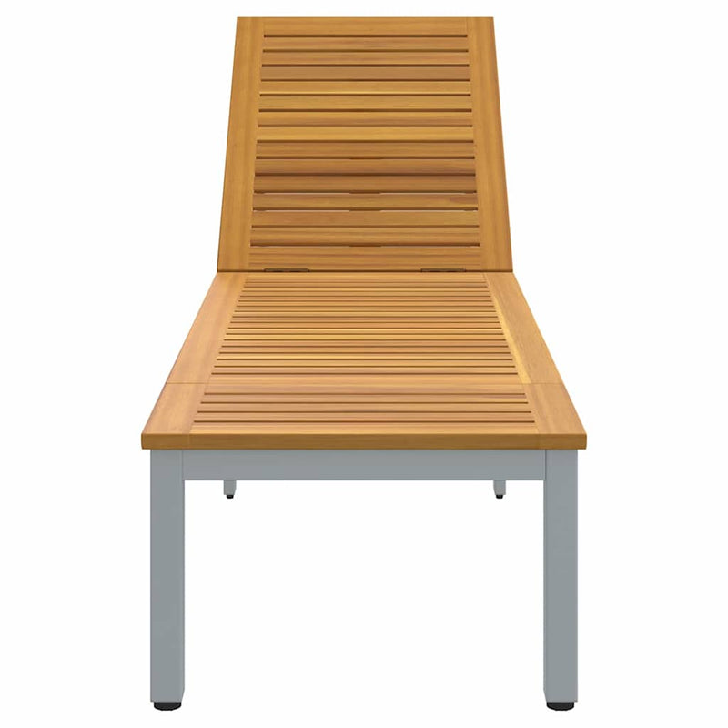 vidaXL Napozóágy 1-személy Szürke 200 x 55 x 35cm Tömör akácfa