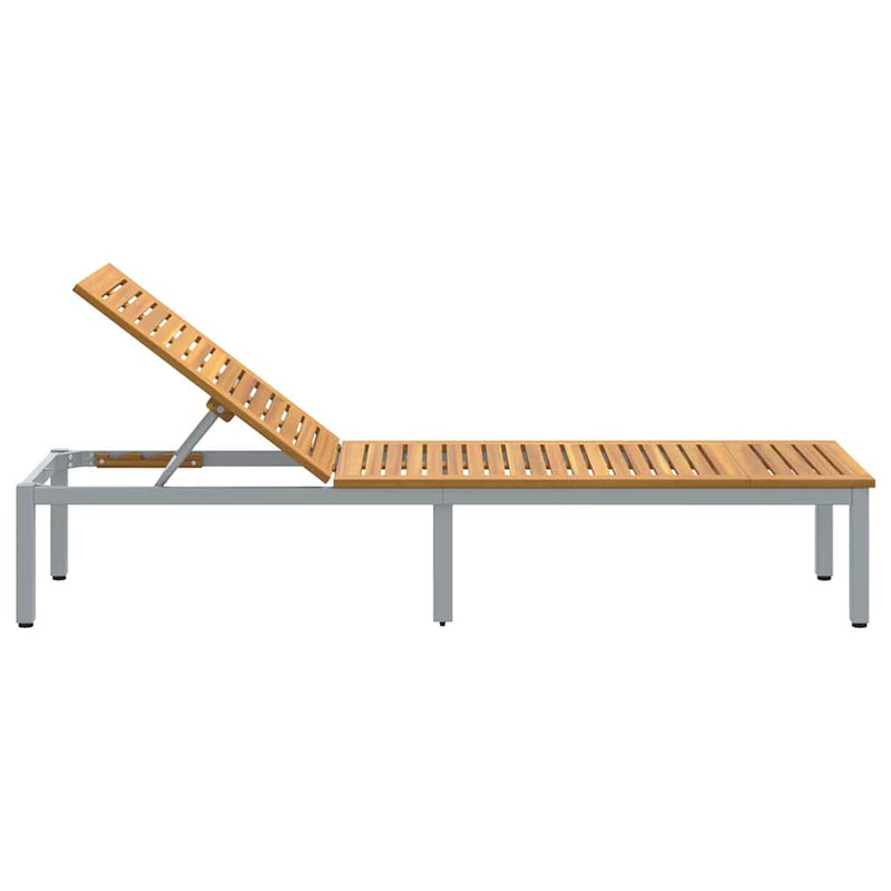 vidaXL Napozóágy 1-személy Szürke 200 x 55 x 35cm Tömör akácfa