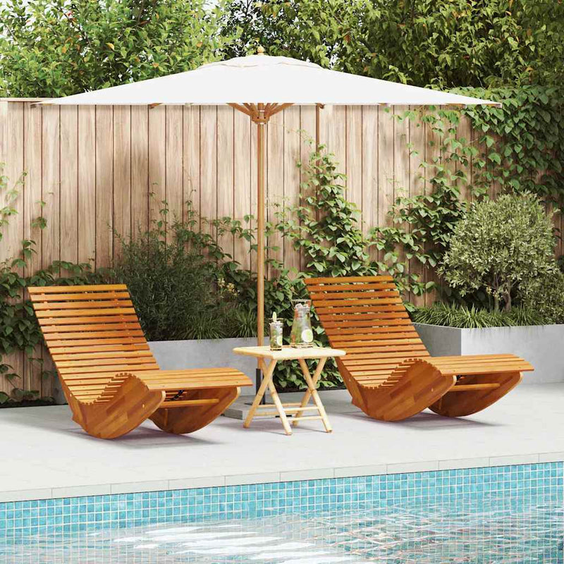 vidaXL Hintázó Napozók 2 pcs Barna 154 x 60 x 74 cm tömör akácfa