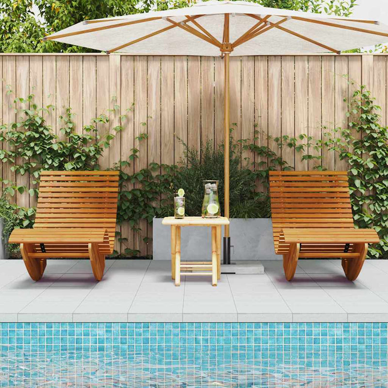 vidaXL Hintázó Napozók 2 pcs Barna 154 x 60 x 74 cm tömör akácfa