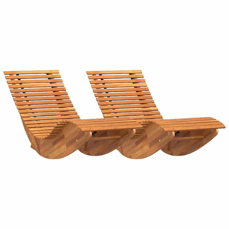 vidaXL Hintázó Napozók 2 pcs Barna 154 x 60 x 74 cm tömör akácfa