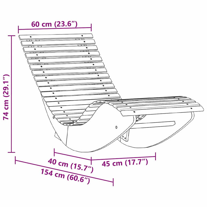 vidaXL Hintázó Napozók 2 pcs Barna 154 x 60 x 74 cm tömör akácfa