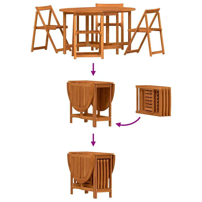 vidaXL Kerti Asztal 5 pcs Barna 110 x 60 x 72 cm Tömör akácfa