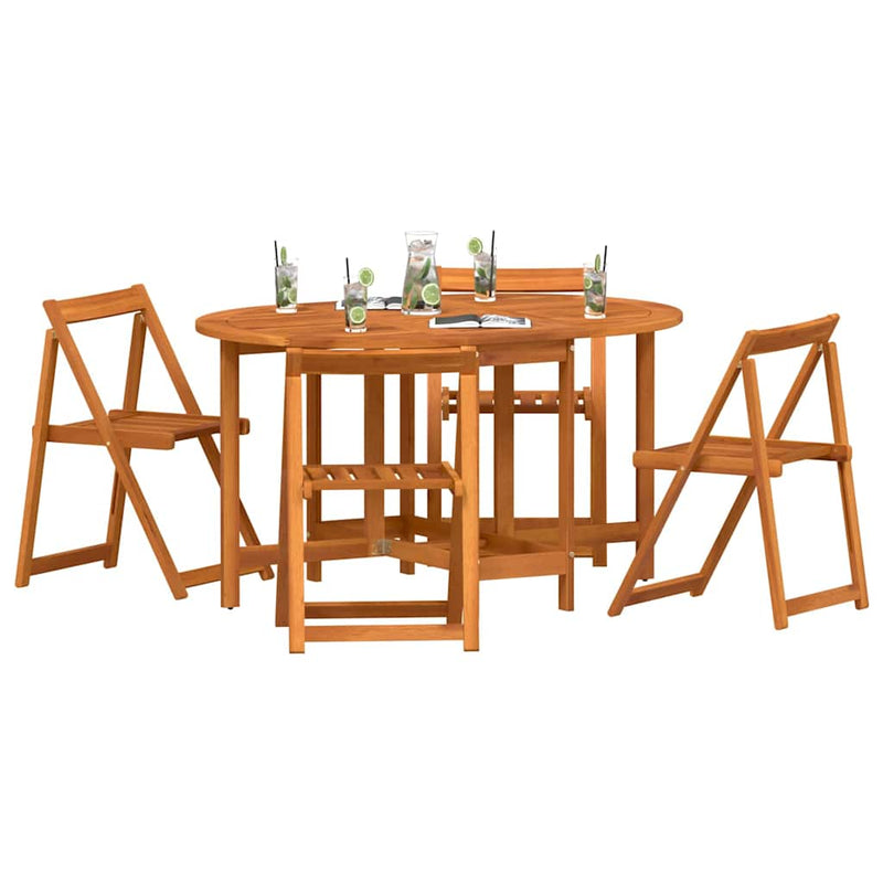 vidaXL Kerti Asztal 5 pcs Barna 110 x 60 x 72 cm Tömör akácfa
