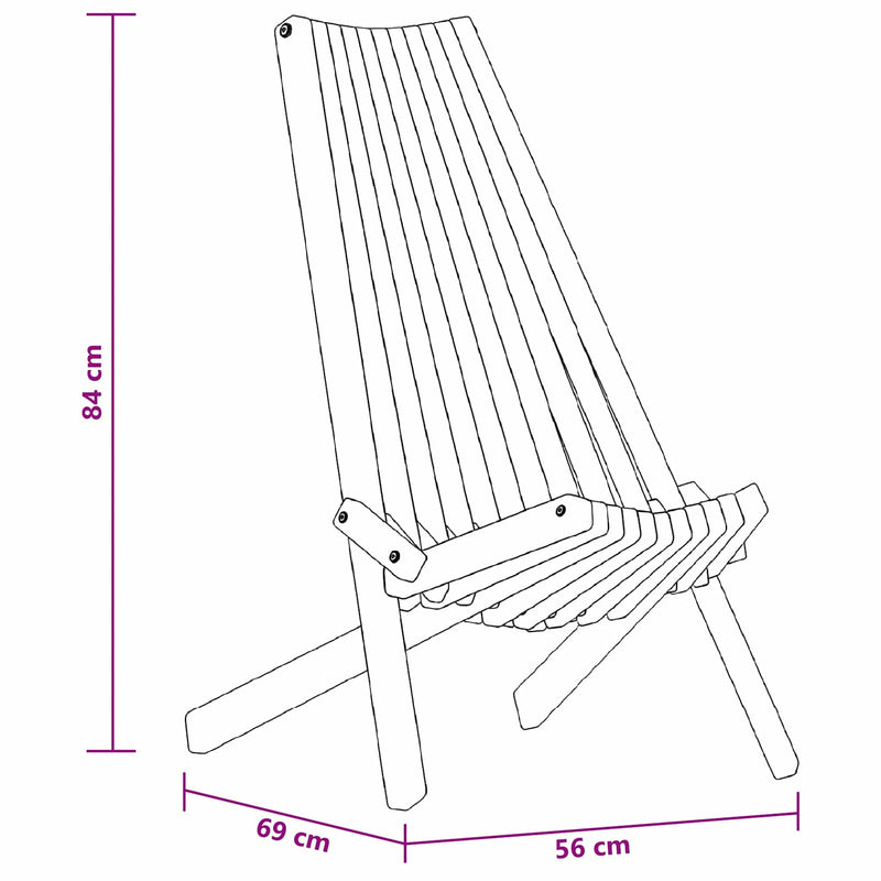vidaXL Összecsukható Kerti Székek 2 pcs Barna 56 x 69 x 84 m