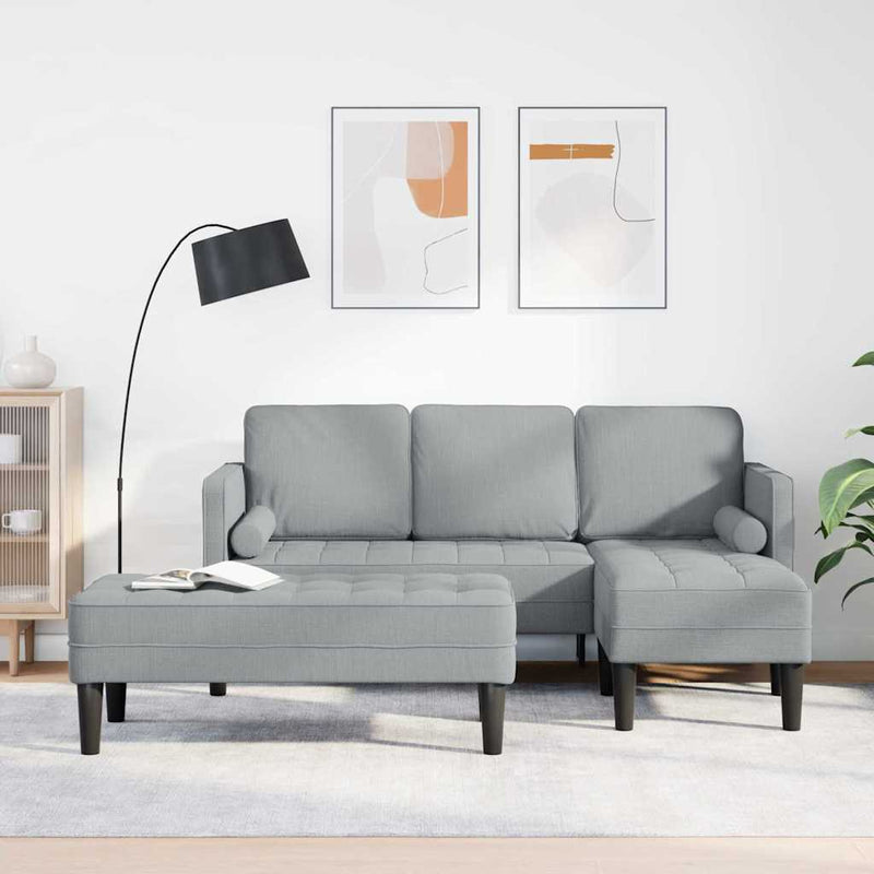 vidaXL Kanapé Szett 2 pcs Világosszürke 173 x 131 x 67 cm szövet