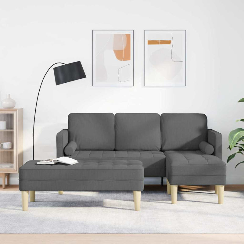 vidaXL Kanapé Szett 2 pcs Sötétszürke 173 x 131 x 67 cm szövet
