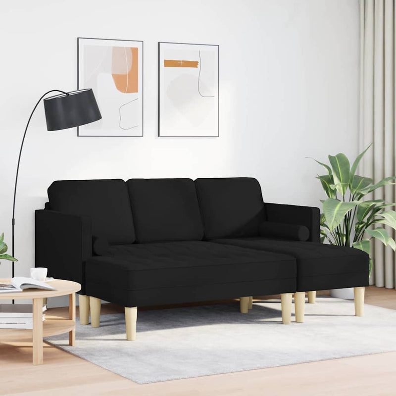 vidaXL Kanapé Szett 2 pcs Fekete 173 x 131 x 67 cm szövet