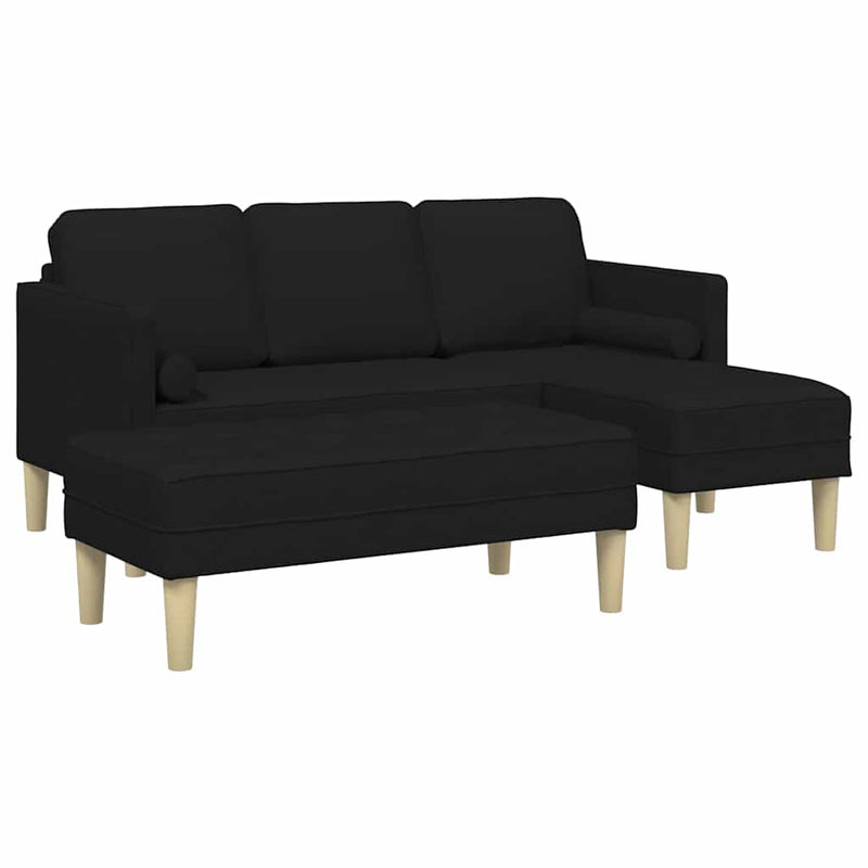 vidaXL Kanapé Szett 2 pcs Fekete 173 x 131 x 67 cm szövet