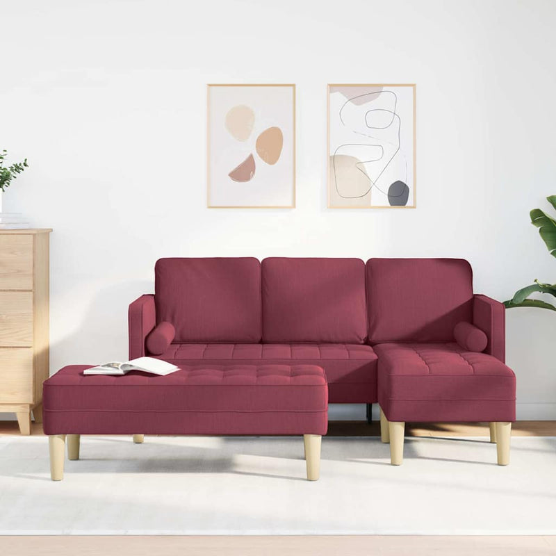 vidaXL Kanapé Szett 2 pcs bordó 173 x 131 x 67 cm szövet