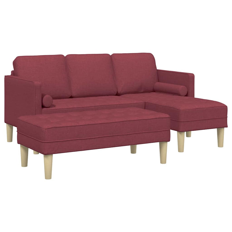 vidaXL Kanapé Szett 2 pcs bordó 173 x 131 x 67 cm szövet