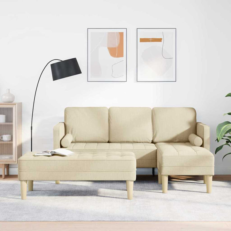 vidaXL Kanapé Szett 2 pcs Krémszínű 173 x 131 x 67 cm szövet