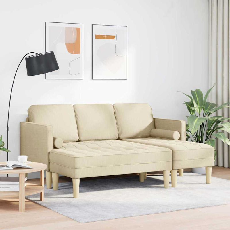 vidaXL Kanapé Szett 2 pcs Krémszínű 173 x 131 x 67 cm szövet