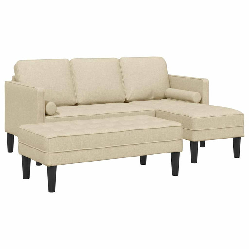 vidaXL Kanapé Szett 2 pcs Krémszínű 173 x 131 x 67 cm szövet