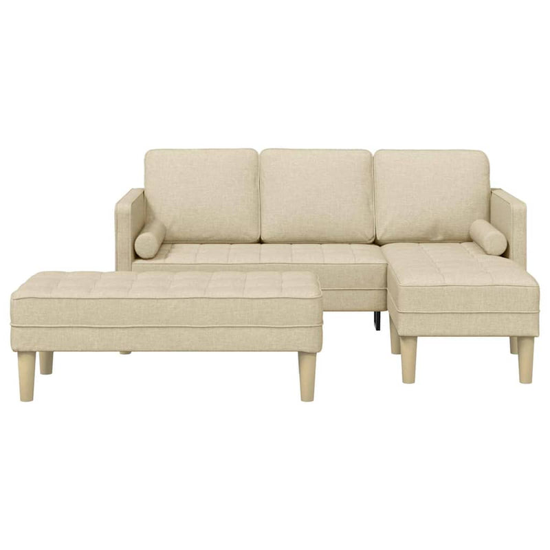 vidaXL Kanapé Szett 2 pcs Krémszínű 173 x 131 x 67 cm szövet