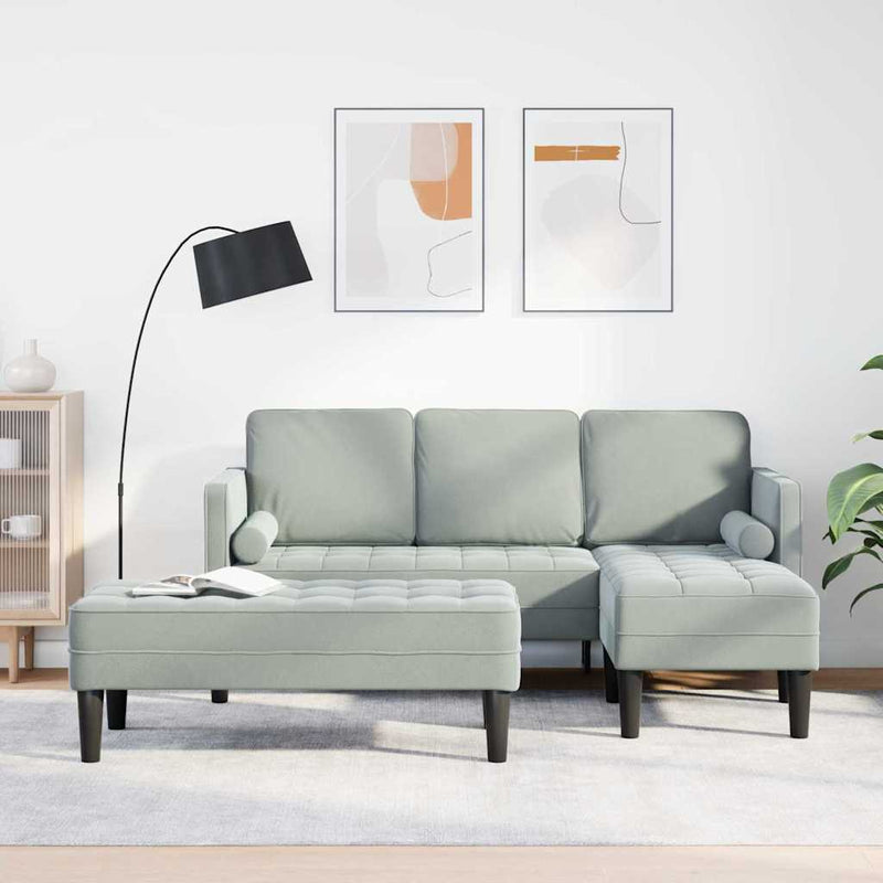 vidaXL Kanapé Szett 2 pcs Világosszürke 173 x 131 x 67 cm Bársony
