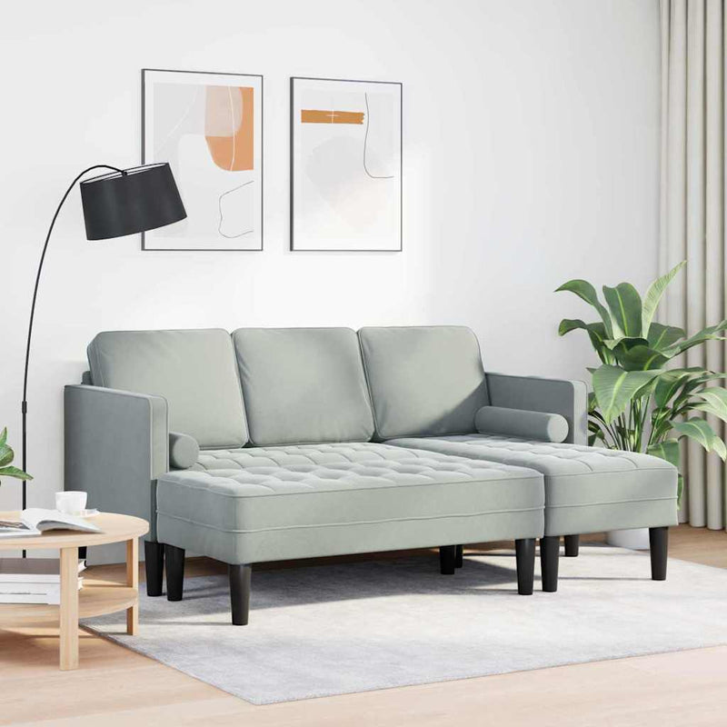 vidaXL Kanapé Szett 2 pcs Világosszürke 173 x 131 x 67 cm Bársony