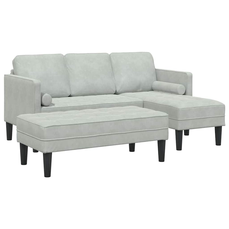 vidaXL Kanapé Szett 2 pcs Világosszürke 173 x 131 x 67 cm Bársony