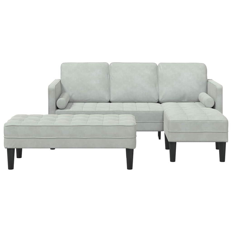 vidaXL Kanapé Szett 2 pcs Világosszürke 173 x 131 x 67 cm Bársony
