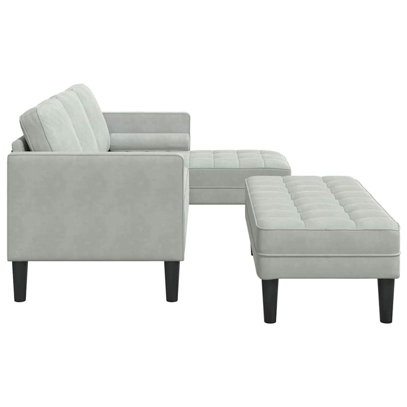 vidaXL Kanapé Szett 2 pcs Világosszürke 173 x 131 x 67 cm Bársony
