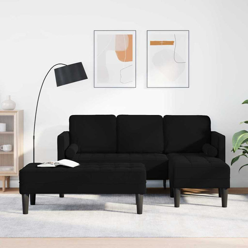 vidaXL Kanapé Szett 2 pcs Fekete 173 x 131 x 67 cm Bársony
