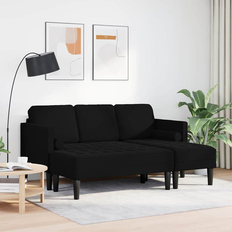 vidaXL Kanapé Szett 2 pcs Fekete 173 x 131 x 67 cm Bársony