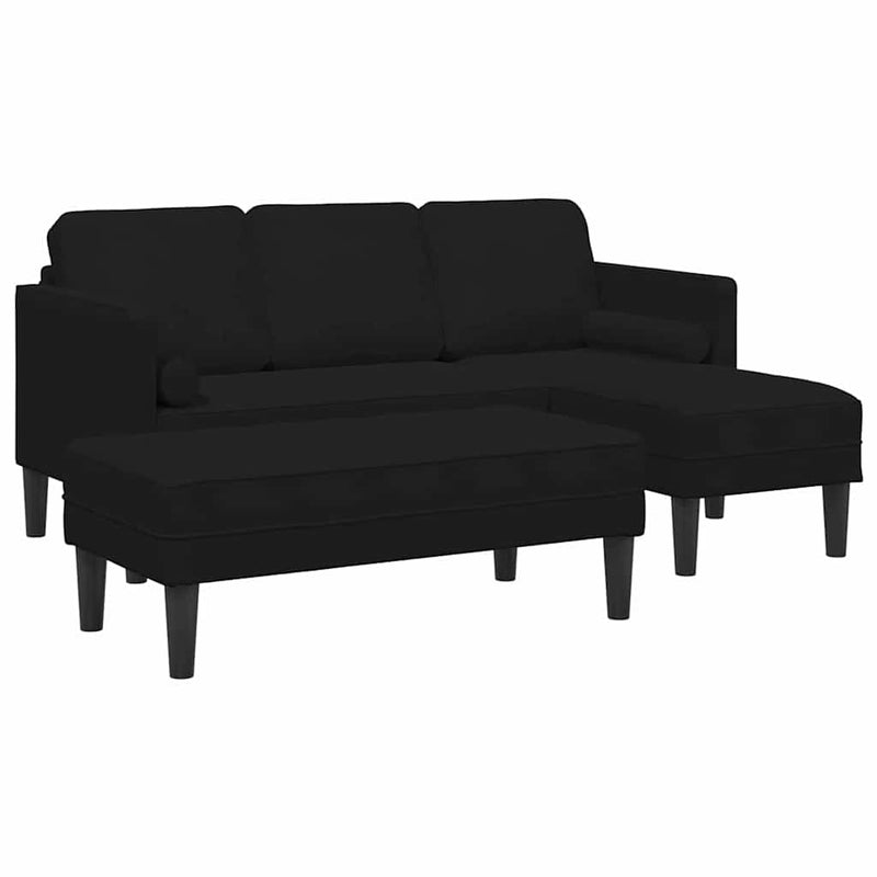 vidaXL Kanapé Szett 2 pcs Fekete 173 x 131 x 67 cm Bársony