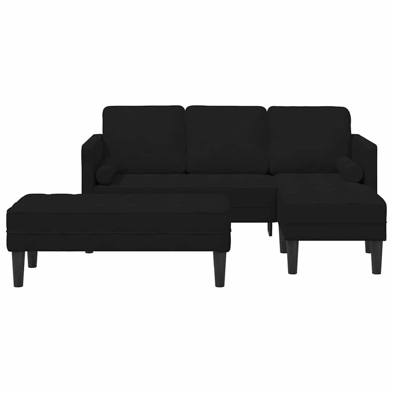 vidaXL Kanapé Szett 2 pcs Fekete 173 x 131 x 67 cm Bársony