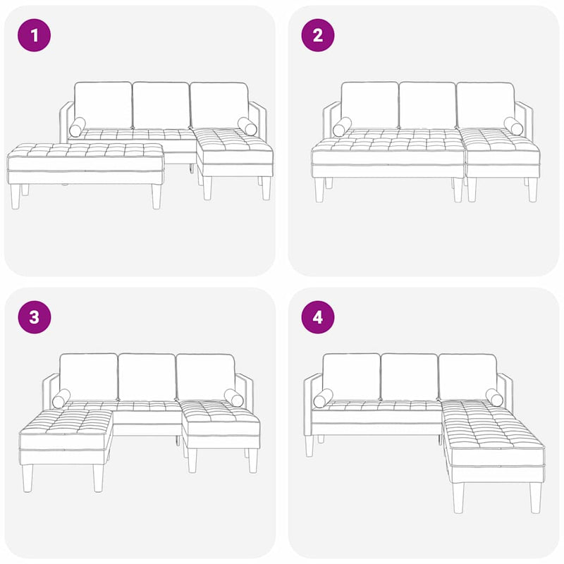 vidaXL Kanapé Szett 2 pcs Fekete 173 x 131 x 67 cm Bársony