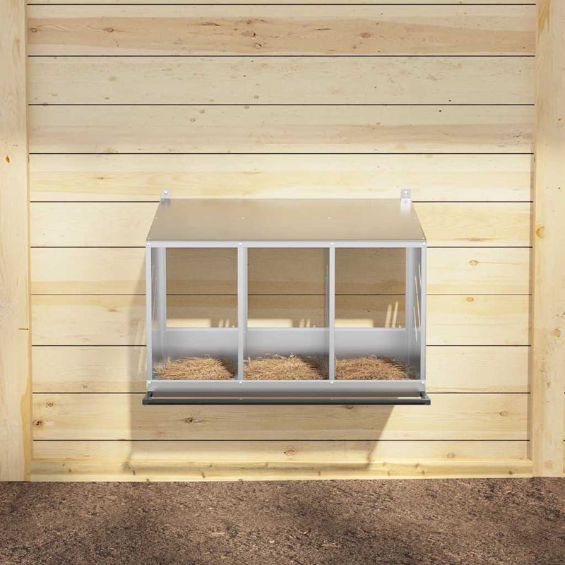 vidaXL horganyzott ezüst fém csirke fészekrakó doboz 3 rekesszel