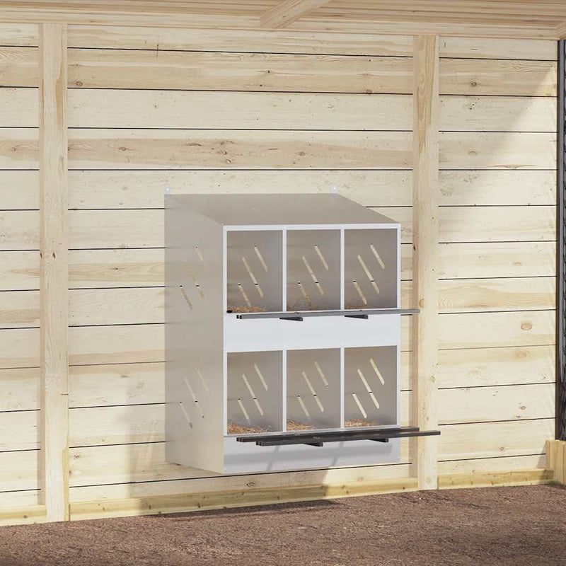 vidaXL horganyzott ezüst fém csirke fészekrakó doboz 6 rekesszel