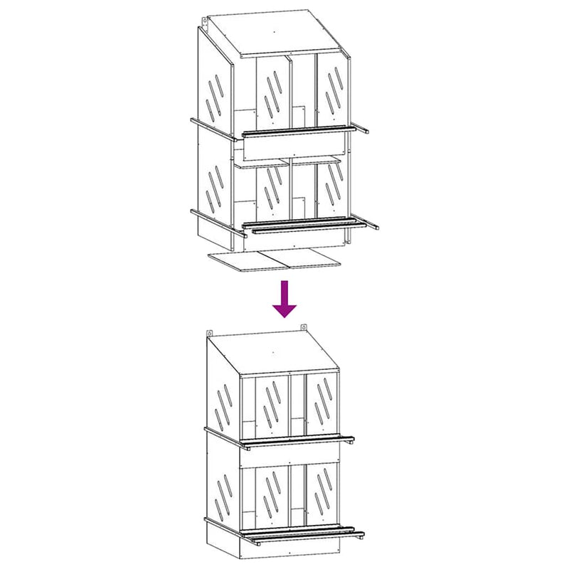 vidaXL horganyzott ezüst fém csirke fészekrakó doboz 4 rekesszel