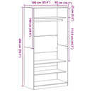 vidaXL Ruhásszekrény polcokkal Fekete tölgy 100 x 50 x 200 cm Faanyag