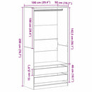 vidaXL Ruhásszekrény fiókkal Musta tammi 100 x 50 x 200 cm Faanyag