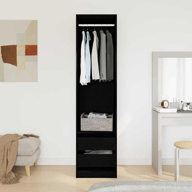 vidaXL Ruhásszekrény fiókkal Musta tammi 50 x 50 x 200 cm Faanyag