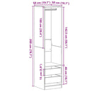vidaXL Ruhásszekrény fiókkal Musta tammi 50 x 50 x 200 cm Faanyag