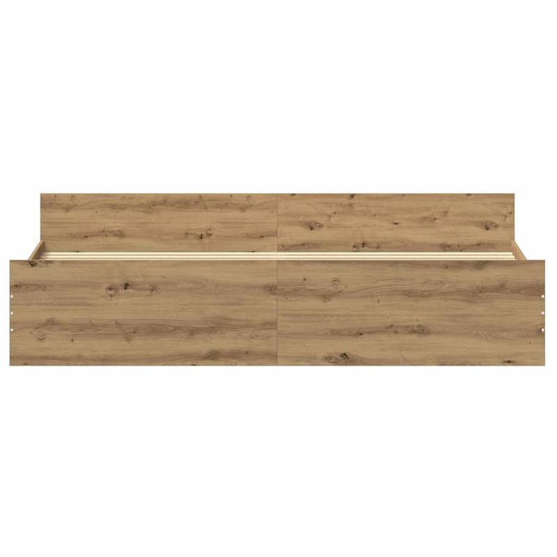 vidaXL Ágykeret fejtámlával kézműves tölgy 200 x 200 cm Faanyag