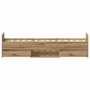 vidaXL Ágykeret fejtámlával fiókkal kézműves tölgy 75 x 190 cm Faanyag