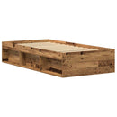 vidaXL antik fa szerelt fa ágykeret matrac nélkül 75x190 cm