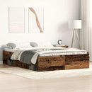 vidaXL antik fa szerelt fa ágykeret matrac nélkül 135x190 cm