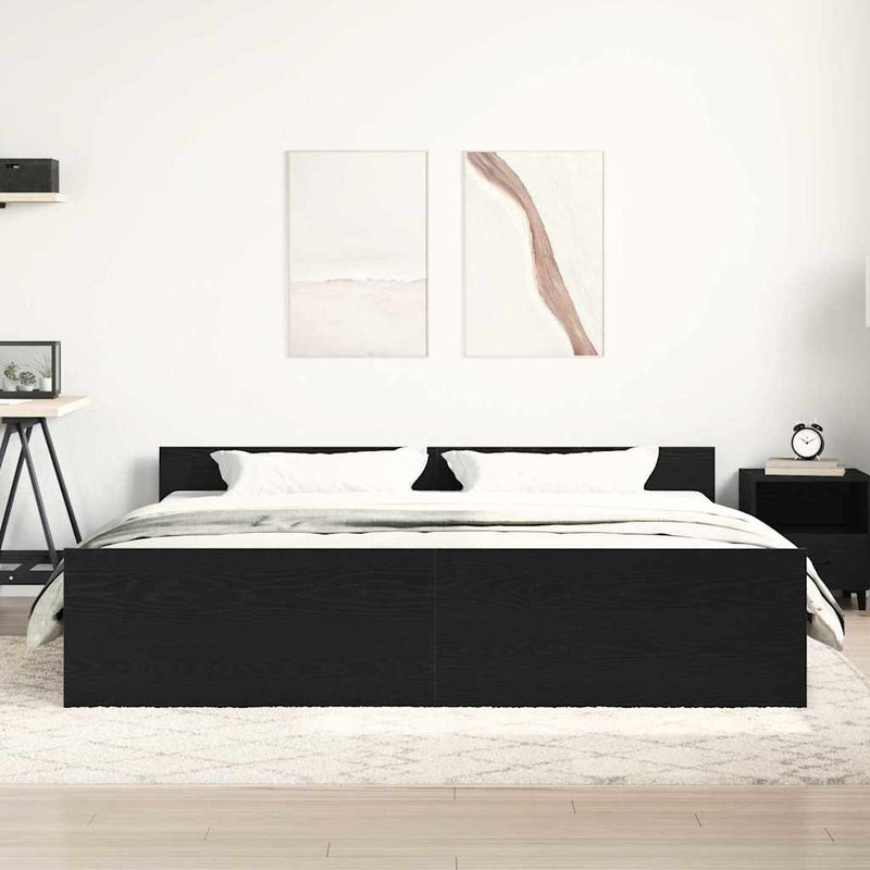 vidaXL fekete tölgyfa ágykeret matrac nélkül 180 x 200 cm