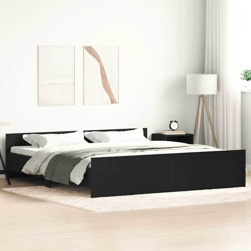 vidaXL fekete tölgyfa ágykeret matrac nélkül 180 x 200 cm