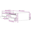 vidaXL Ágykeret fejtámlával fiókkal Musta tammi 100 x 200 cm Faanyag