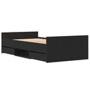 vidaXL Ágykeret fejtámlával fiókkal Musta tammi 90 x 200 cm Faanyag
