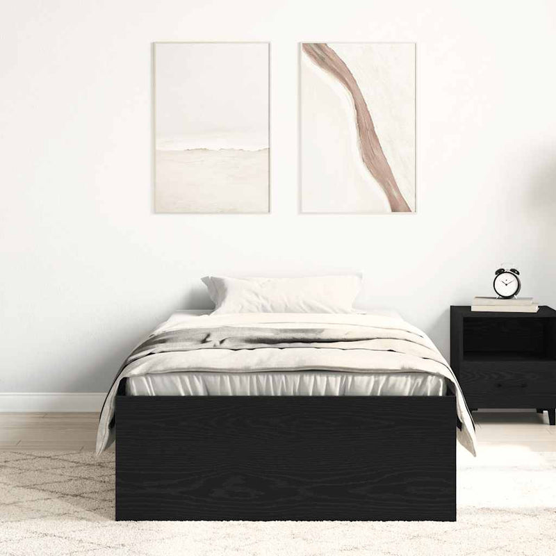 vidaXL fekete tölgy színű szerelt fa ágykeret matrac nélkül 90x200 cm