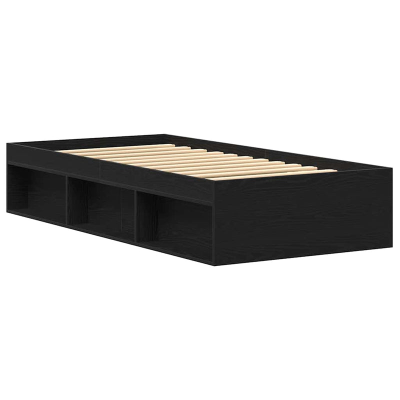 vidaXL fekete tölgy színű szerelt fa ágykeret matrac nélkül 90x200 cm