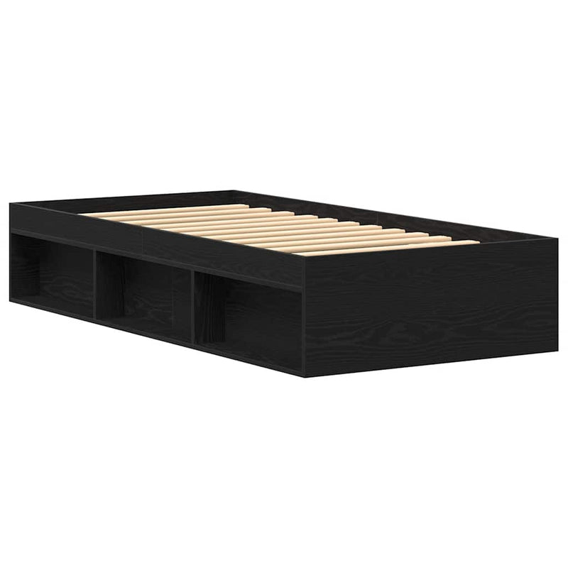 vidaXL fekete tölgy színű szerelt fa ágykeret matrac nélkül 90x200 cm