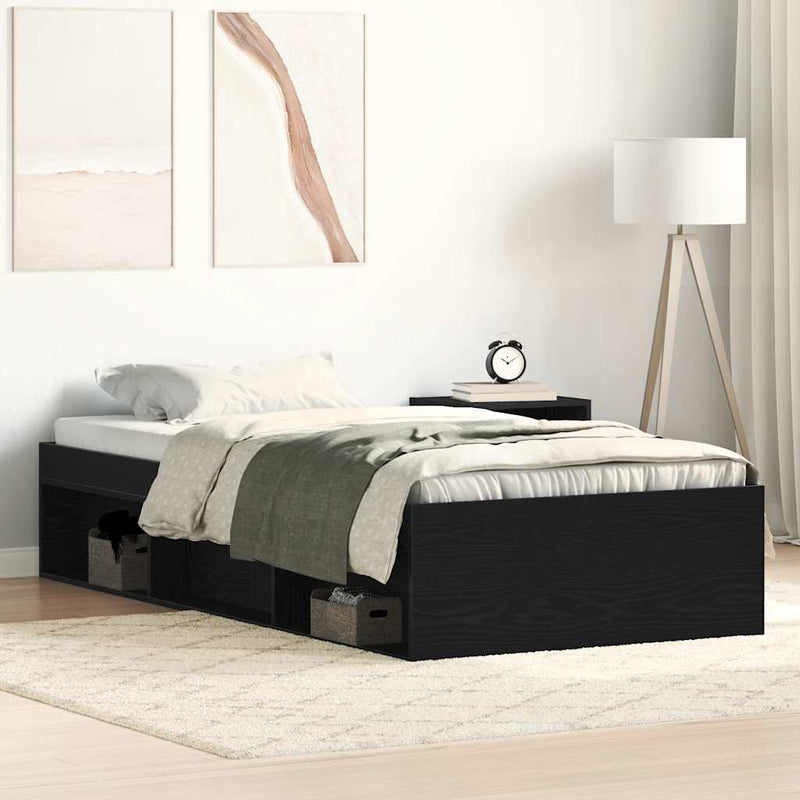 vidaXL fekete tölgy színű szerelt fa ágykeret matrac nélkül 90x200 cm
