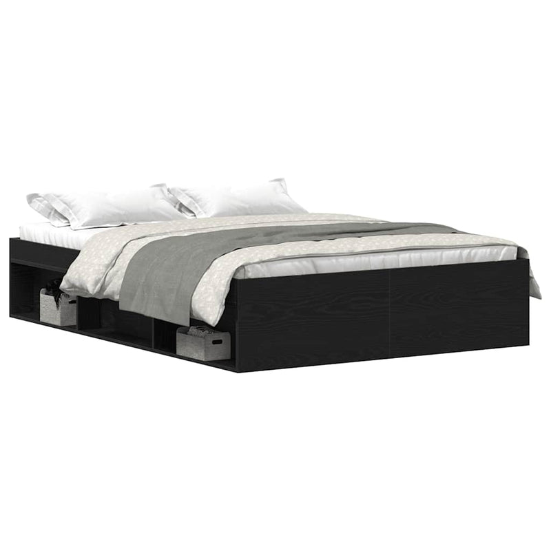 vidaXL fekete tölgy színű szerelt fa ágykeret matrac nélkül 140x190 cm
